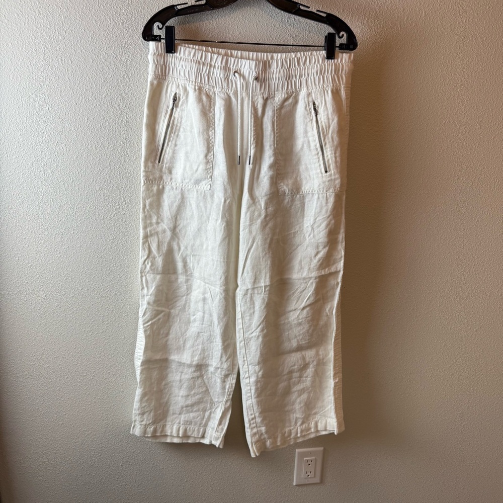 Athleta Cabo Linen Wide Leg Crop Pant White Casual Athleisure Active Women’s 6 - Picture 3 of 10